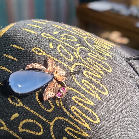 Beautiful blue chalcedony ruby Topaz large pin - Picture 8 of 8